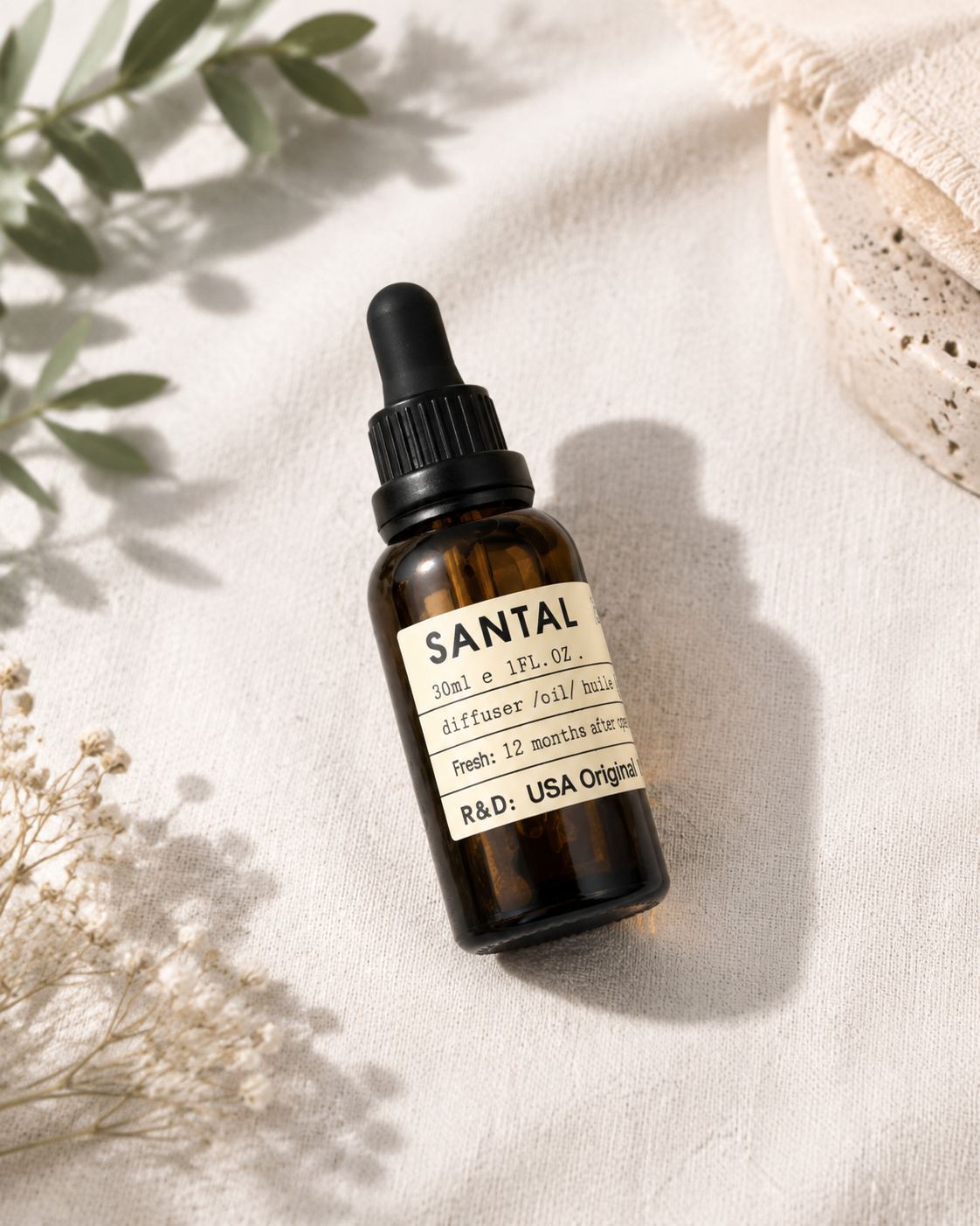 santal essential oil woody aromatherapy diffuser calming meditation natural scent