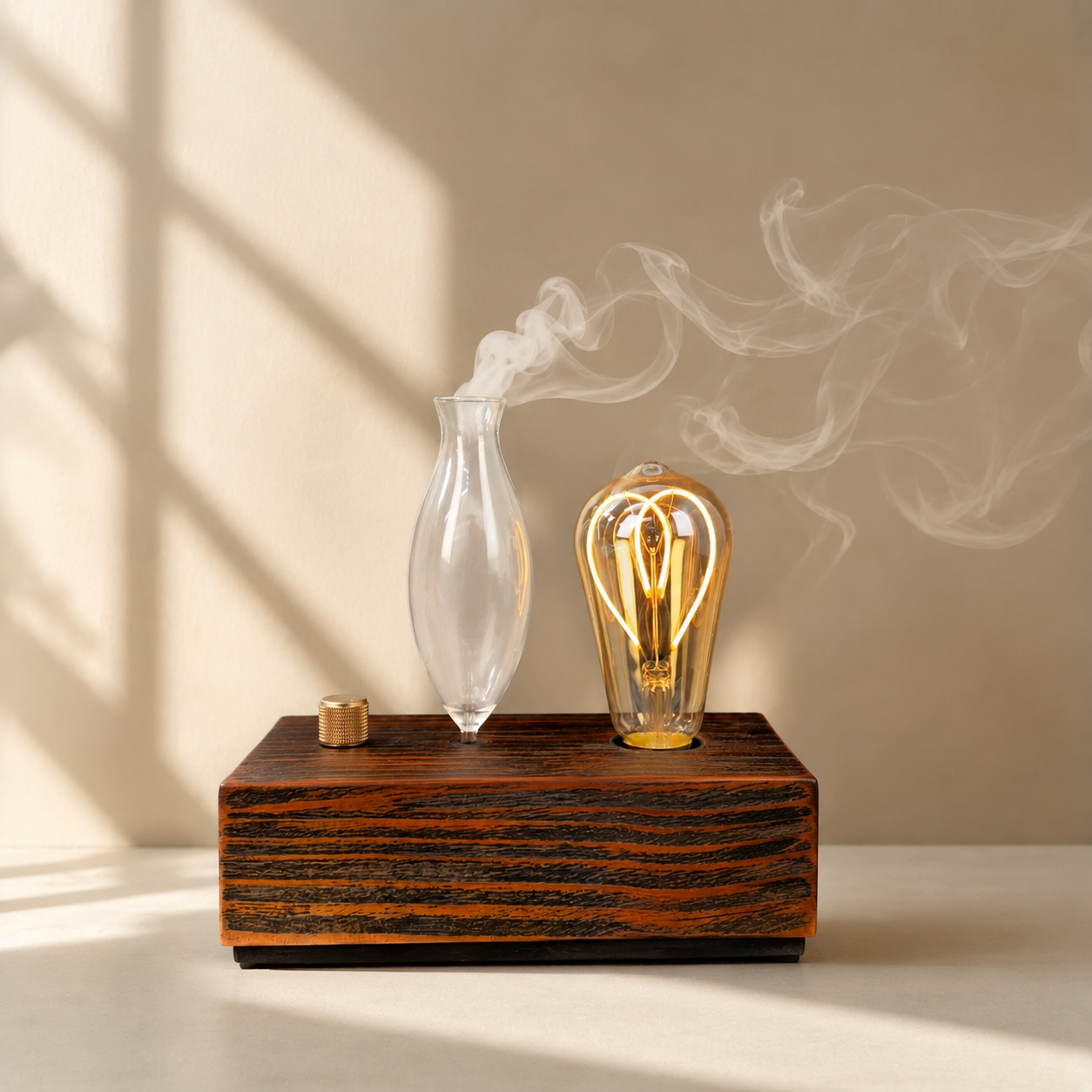 Mistora HeartGlow Wooden Aroma Diffuser with Warm Light